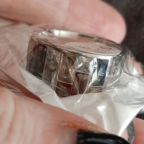 Silver solid titanium multi color Swarovski crystal boho ring sz 9 new - Picture 10 of 10